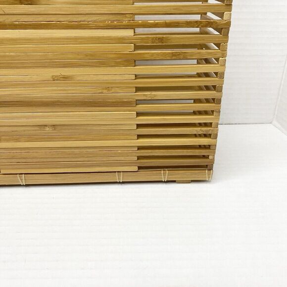 C&C California Bamboo Wooden Rectangle Handbag Summer Beach Picnic Boho Fun - Picture 14 of 15